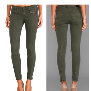 AG Adriano Goldschmied Moto Legging Army Green Zipper‎ Jean 26R